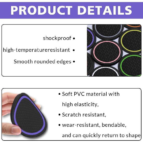4PCS Car Cup Holder Coasters, Dustproof Automotive Interior Accessories Mat,2.75 Inch Non-Slip Ert Water Bottle Holder Pads, Universal For Vehicles,