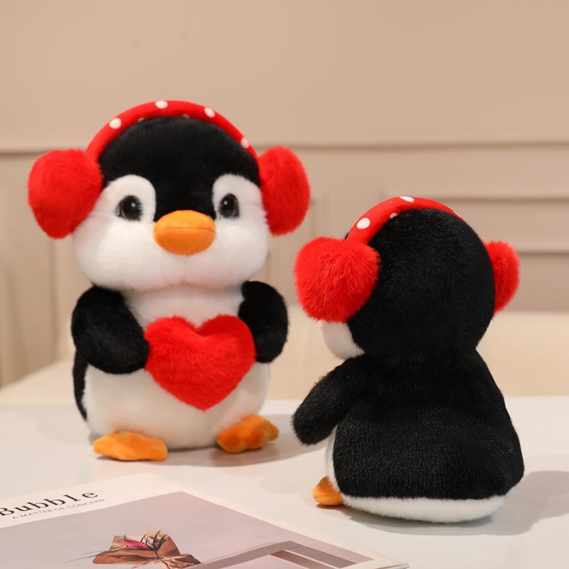 Love Penguin Gentle Stuffed Plush Playthings Valentine's Day Red Heart Headset Hug Heart Adorable Penguin Dolls Gifts Designed For Girls Wedding Decor