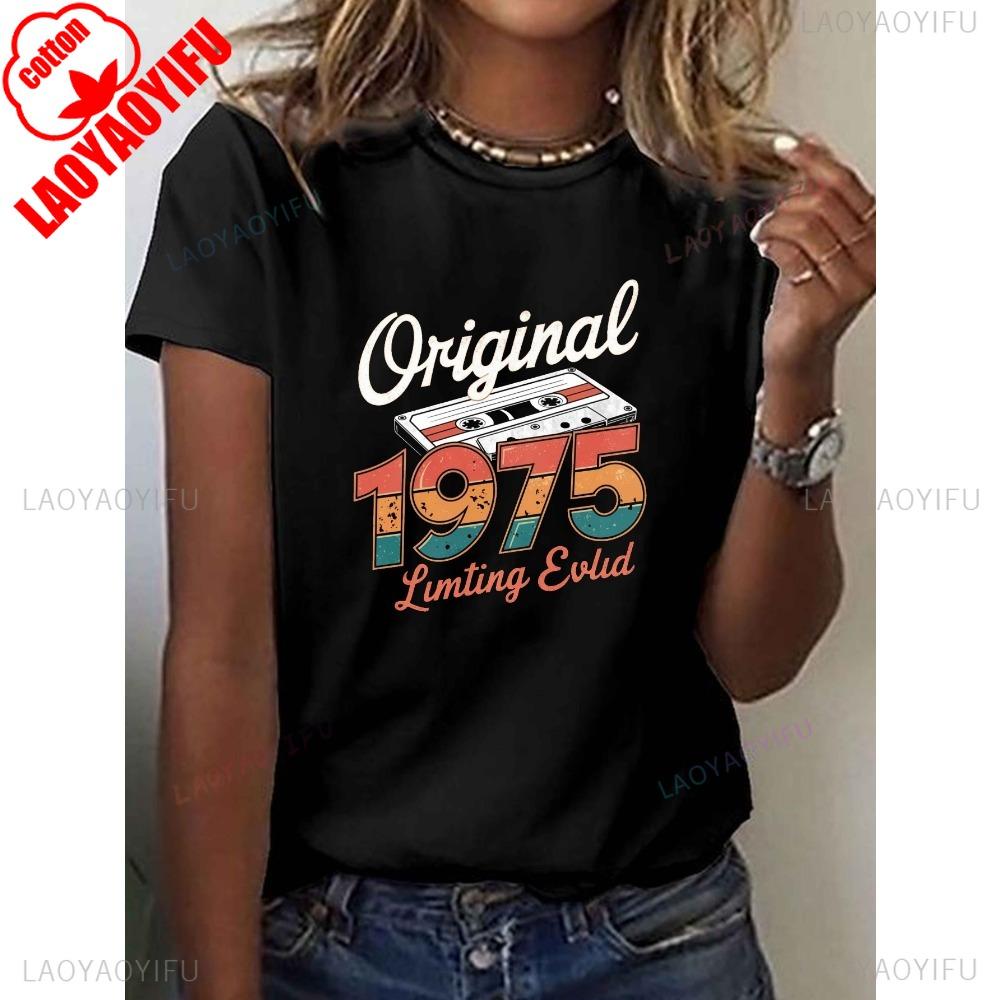 

Женская графическая футболка 1975 года выпуска, лимитированная серия, с принтом винтажной кассеты, с коротким рукавом, круглым вырезом, повседневный топ для весны и лета 4XL