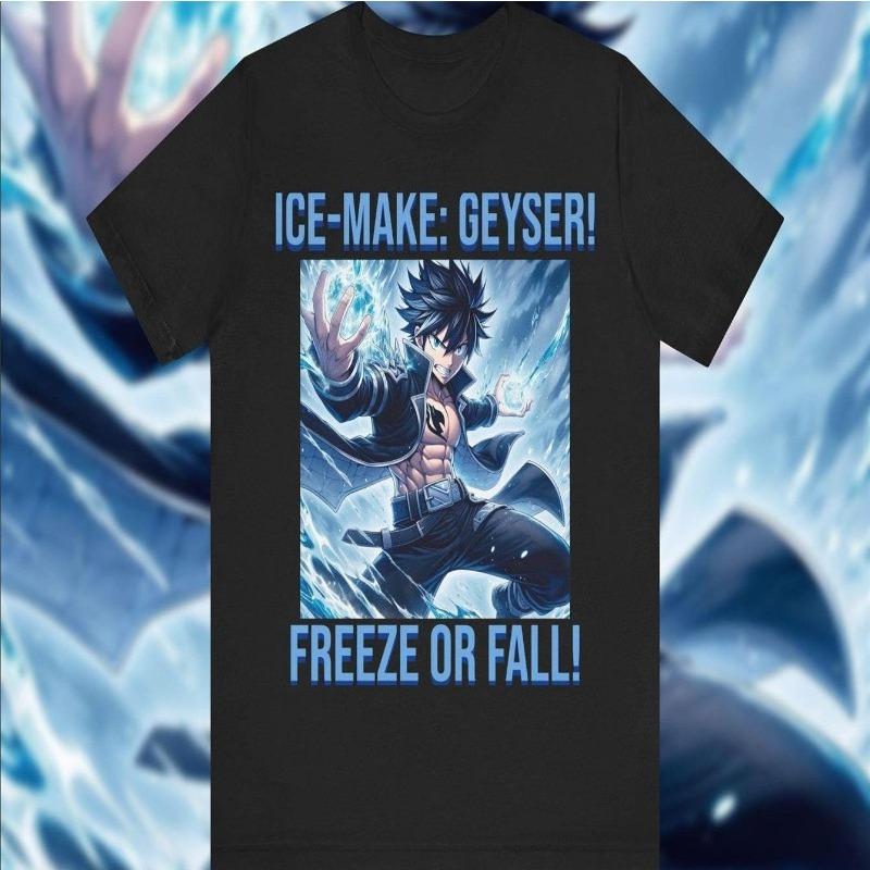 

Summer Bestseller Ice Magic Girl Anime T-shirt - Comic Pattern Main Characters and Logo Prints, Unisplish Casual Top 4XL