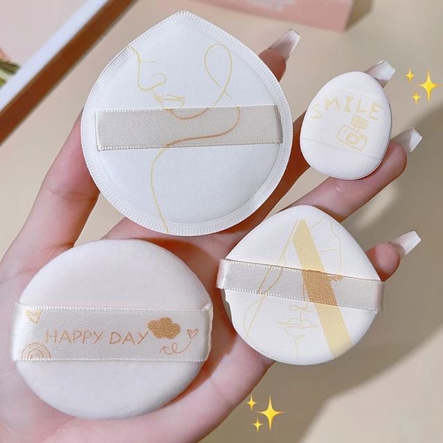 Чою - Набор из 4 штук: Пуховка (Различные дизайны) White