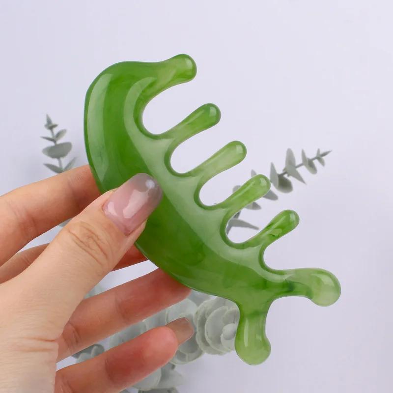 Gua Sha Massage Comb Head and Face Scalp Natural Resin Facial Massager Wide Tooth Guasha Scraping Body Massager