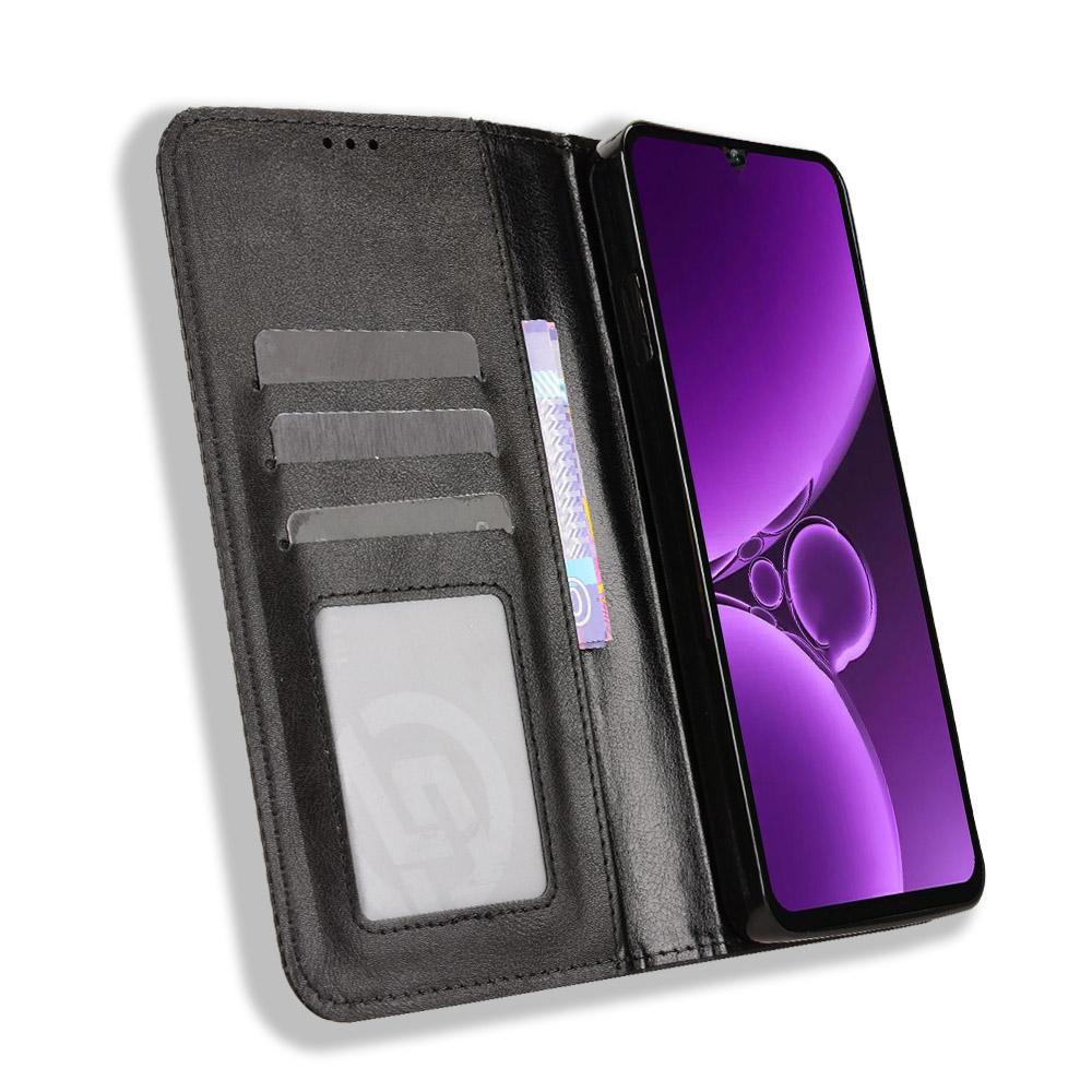 Für Oukitel C59 Pro Lederhülle Brieftasche Ständer Retro Textur Handyhülle