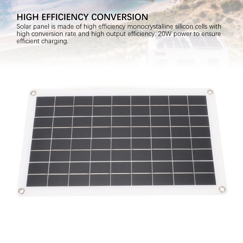 20W Solar Panel Kit Monocrystalline Portable Solar Cell with Waterproof Controller for Car Boat Street Light