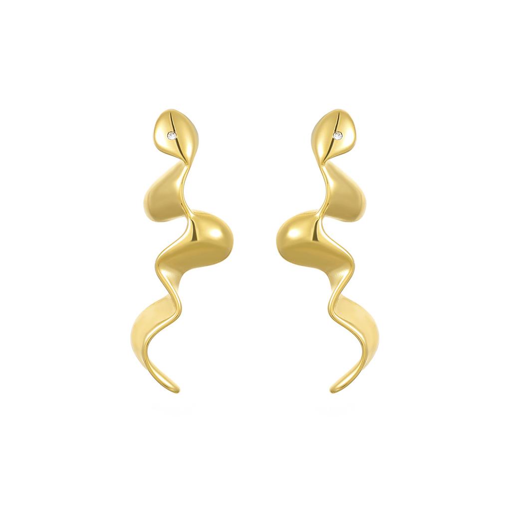 GEMCHIC Women's Gold Snake Earrings Geometric Wavy Shape Statement Jewelry