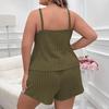 Plus Size Women's Solid Color Camisole & Shorts Casual Nightgown Set