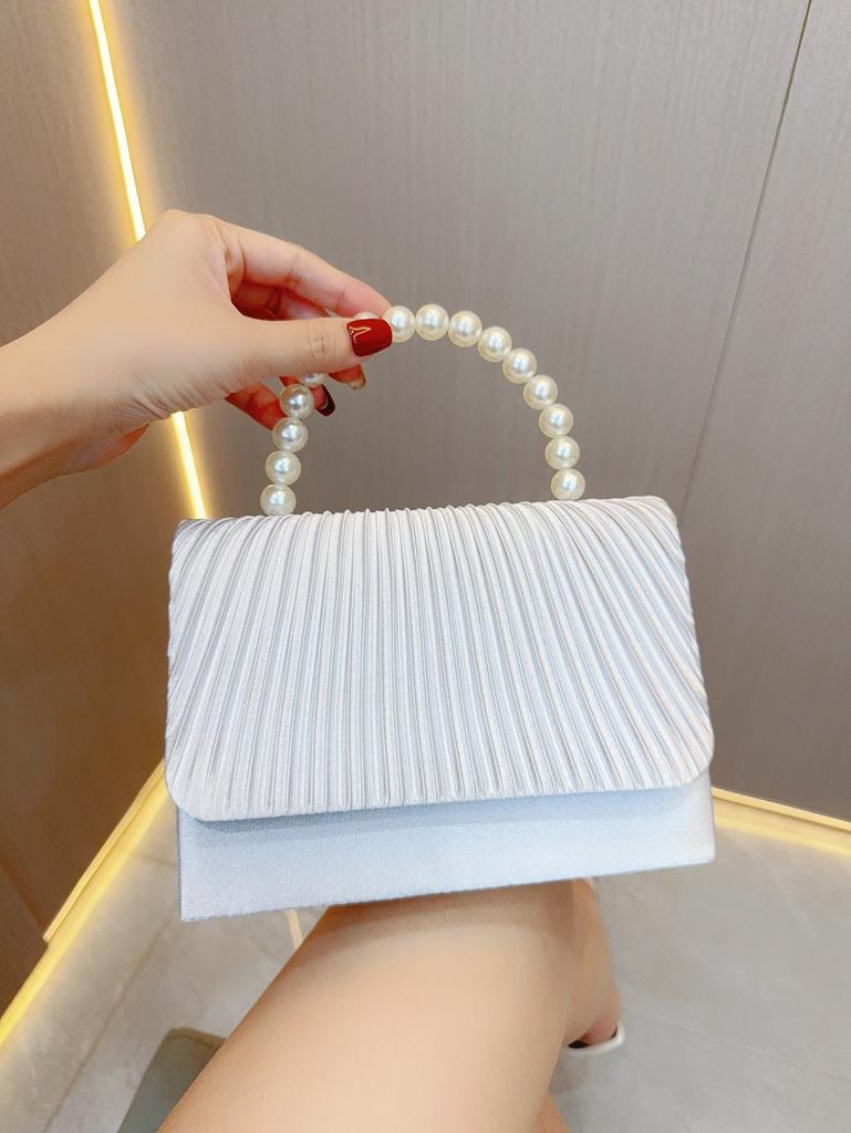 Sequin Stain Pleated Pearl Evening Dress Bag Women's Wedding Advanced Dinner Party Wallet Handbag