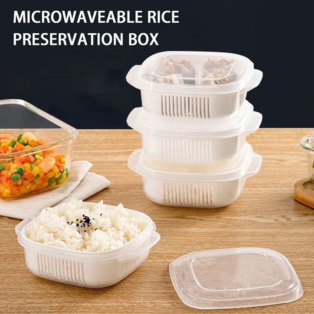 6Pcs Double Layer Food Storage Containers with Lids Rice Crisper  Food Storage