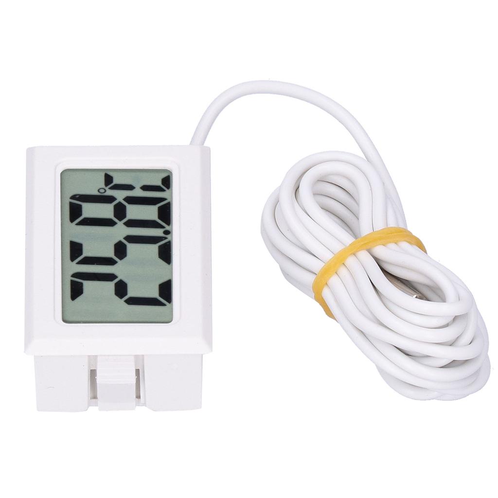 Digital Thermometer Mini LCD Wired Electronic Temperature Measurement Instrument FY13001White