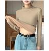 H331 Women's Slim Fit Knitted Half Turtleneck Sweater - Plus Velvet, Warm Long Sleeve Top for Autumn and Winter