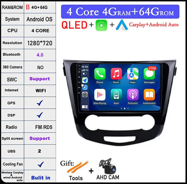 10 Lnch For Nissan Qashqai J11 Nissan X Trail T32 2014 - 2017 Android 14 Car Multimedia Radio Carplay GPS Navigation Auto