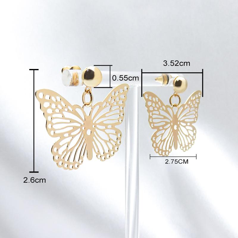 Retro Style Earrings Fashionable Trendy Earrings Hollow Butterfly Metal Earrings Niche Design