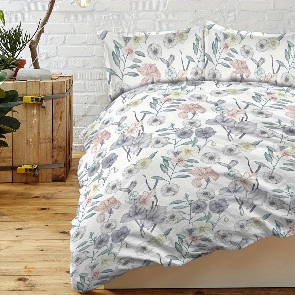 Floral Bedding Set 3D Printed Duvet Cover Set Skin-Friendly Single Twin Double Size Bedroom Decor Duvet Cover Set Birthday Gift