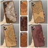 Mandala Floral Wood Case For Samsung Galaxy S25 Ultra S24 S23 S22 S21 Ultra S9 S10 Plus S23 FE S25 FE Back Cover