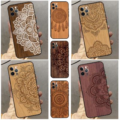 Mandala Floral Wood Case For ZTE Nubia Red Magic 8S 9S 10S 8 9 10 Pro Plus 6S 7S 6 7 Pro 5G 6R 11 Pro Plus Cover