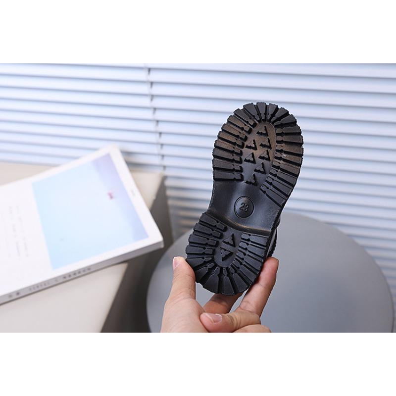 New Children's Fashion British Style Ankle Boots Boys Side Zipper Versatile Martin Boots Girls Soft Sole Fleece-Lined Fashion Boots