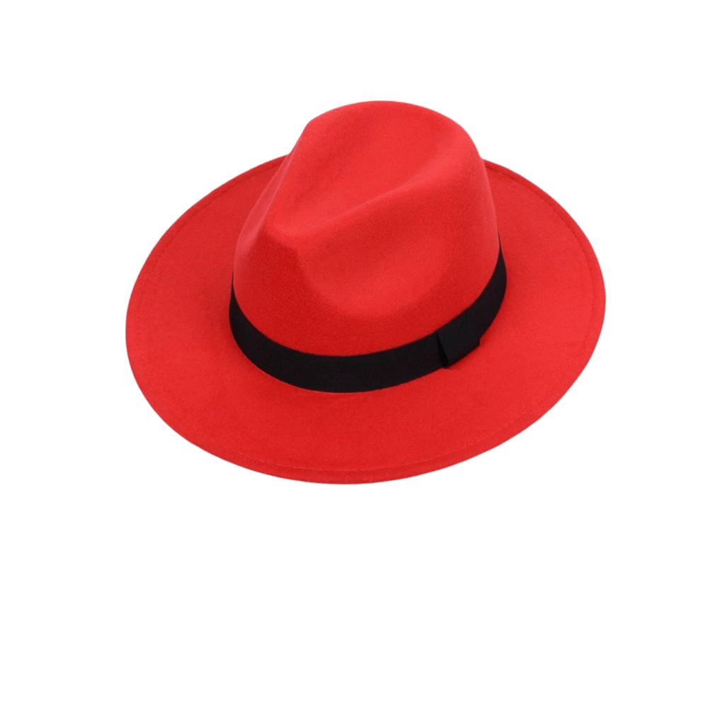 Solid Color Men's Felt Hat British Style Women Jazz Hat Trendy Woolen Flat Top Hat  Winter