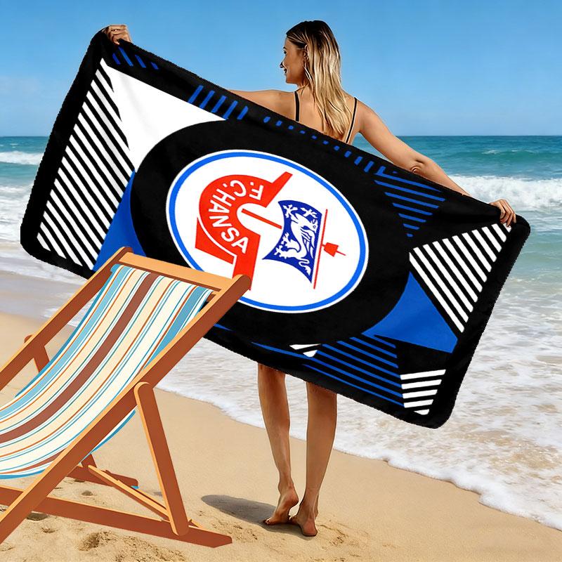 Asciugamano da Spiaggia Stampato FC Hansa Rostock, Asciugamano Grande Morbido Asciugatura Rapida per Spiaggia Campeggio Nuoto