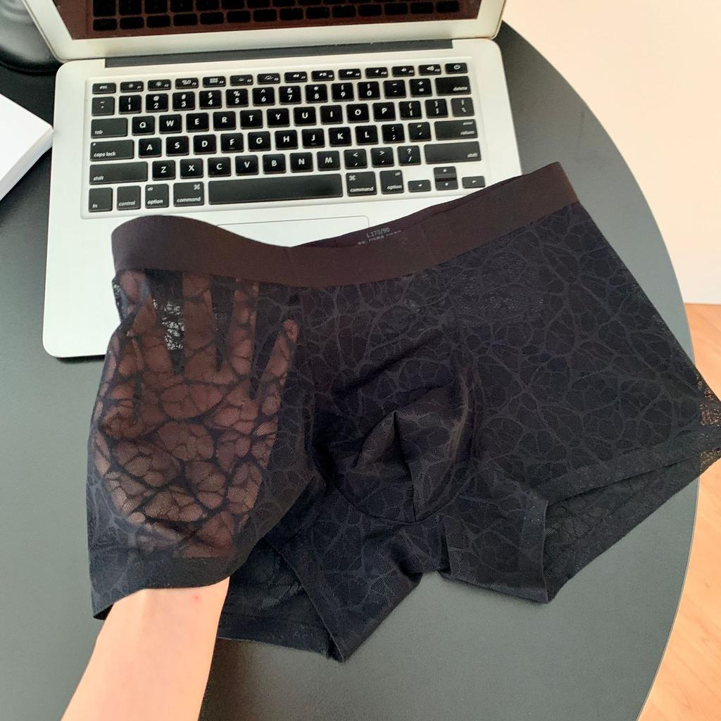 Herren Frühling und Sommer Eis Seide Nahtlos Transparent 10A Antibakteriell Mittelhoch Bund Flachwinkel Unterwäsche