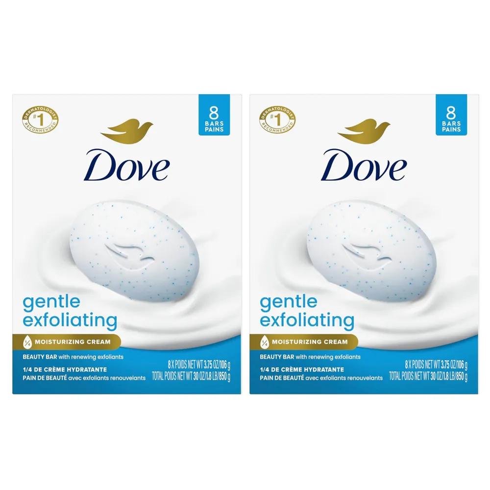 Made in the USA Dove Beauty Bar Gentle Exfoliating Moisturizing Cream Soap 106g 2 Packs of 8