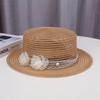 Transparent Straw Hat for Women Summer Beach Shade and Sun Protection Sun Hat Fashionable Temperament Floral Flat Top Hat