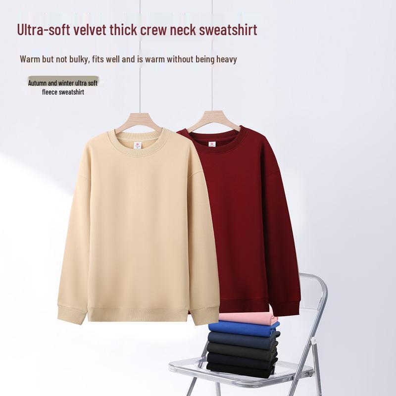 16-kleurige geborstelde katoenen fleece ronde hals casual hoodie voor koppels