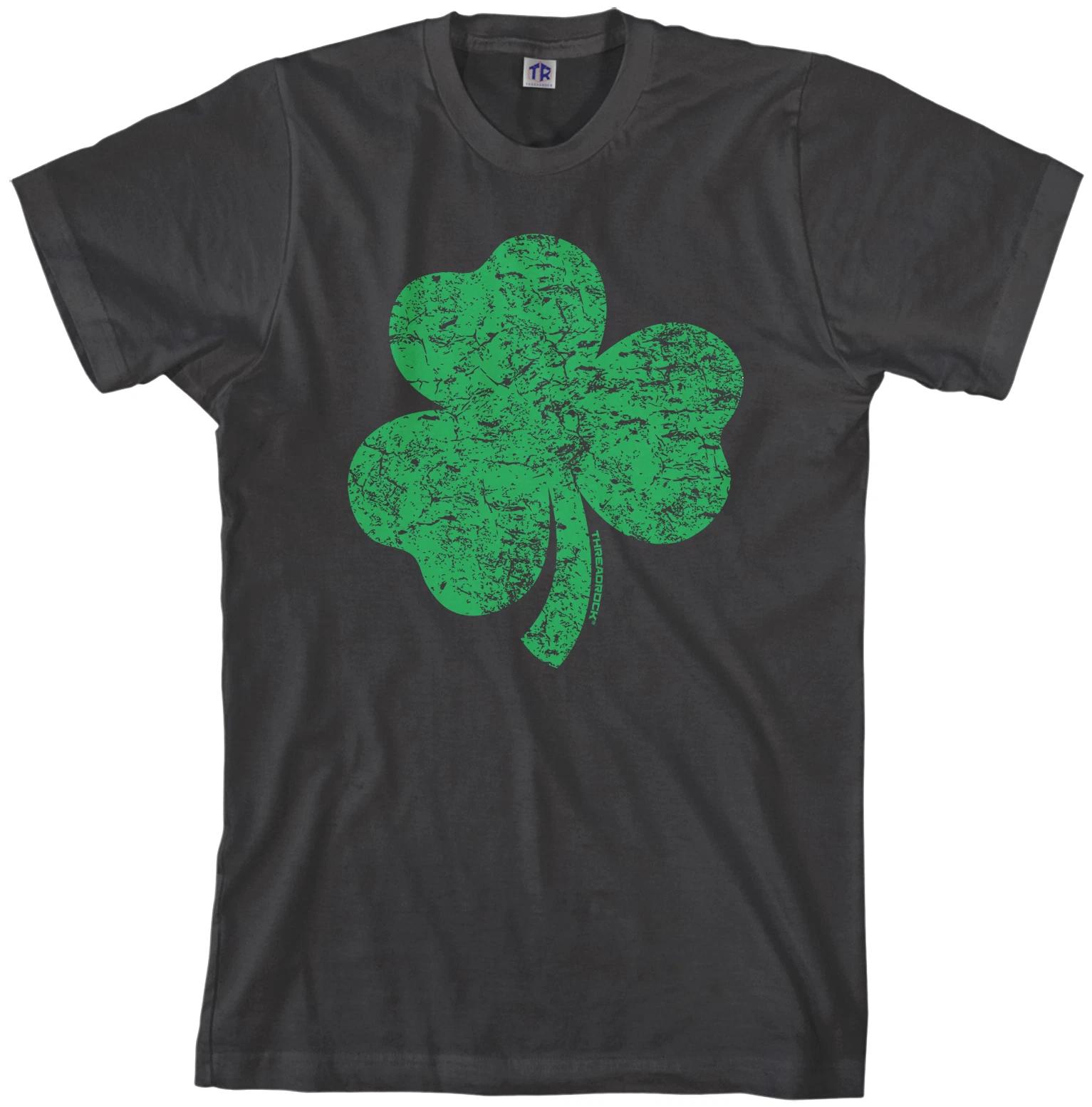 Threadrock Men s Distressed Green Shamrock T shirt Irish Pride 2XL