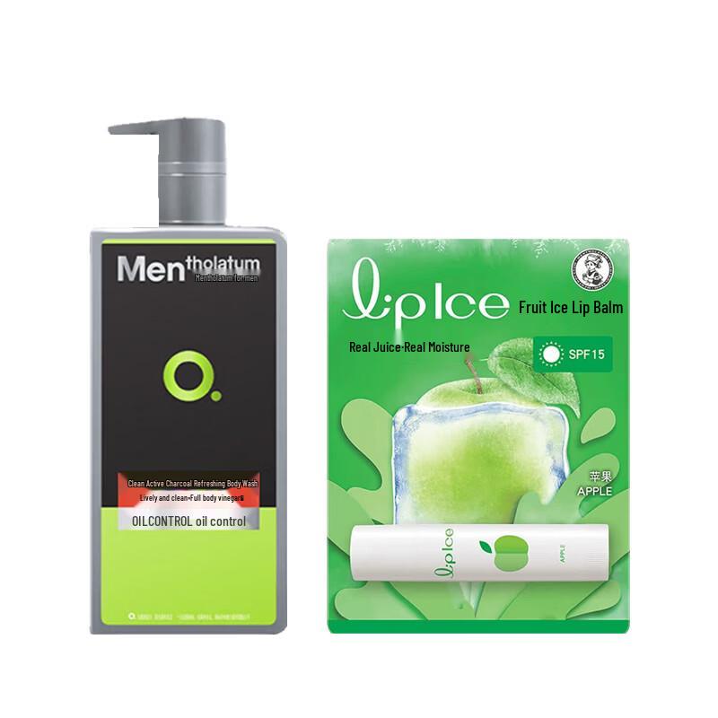 Mentholatum Men s Active Carbon Shower Gel & Apple Lip Balm Set