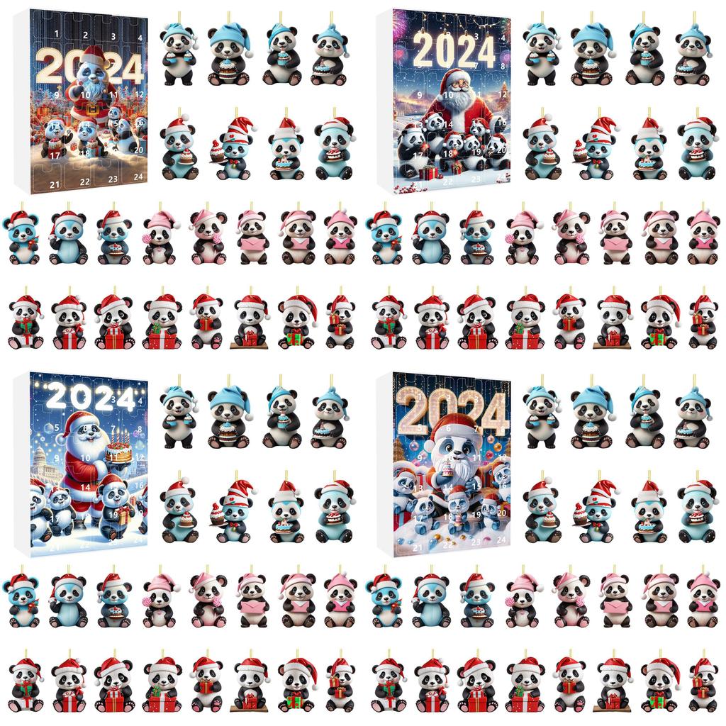 Christmas Countdown Blind Box With Panda Hanging Decor For Holiday Gift Giving
