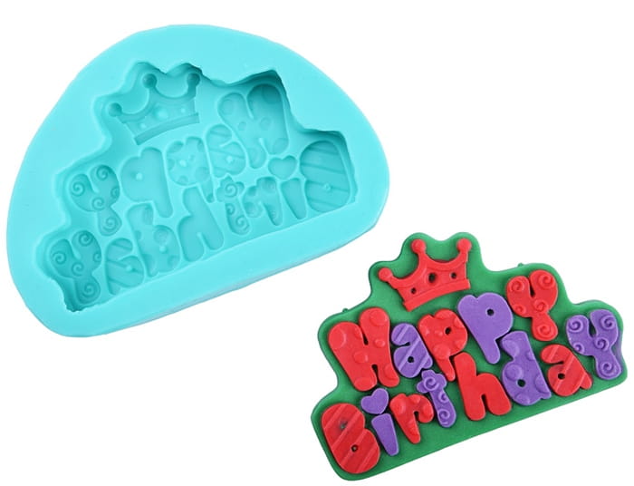 Forma Silikonowa Do Masy Cukrowej  Happy Birthday  Korona