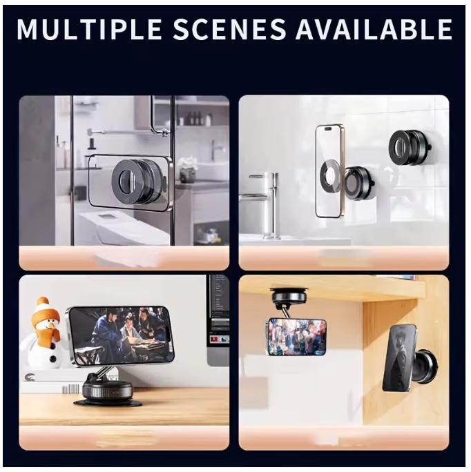 Trong Magnetic Phone Holder Foldable Design 360° Adjustable Vacuum Car Mount For Cell Phone For Iphone Live Streaming