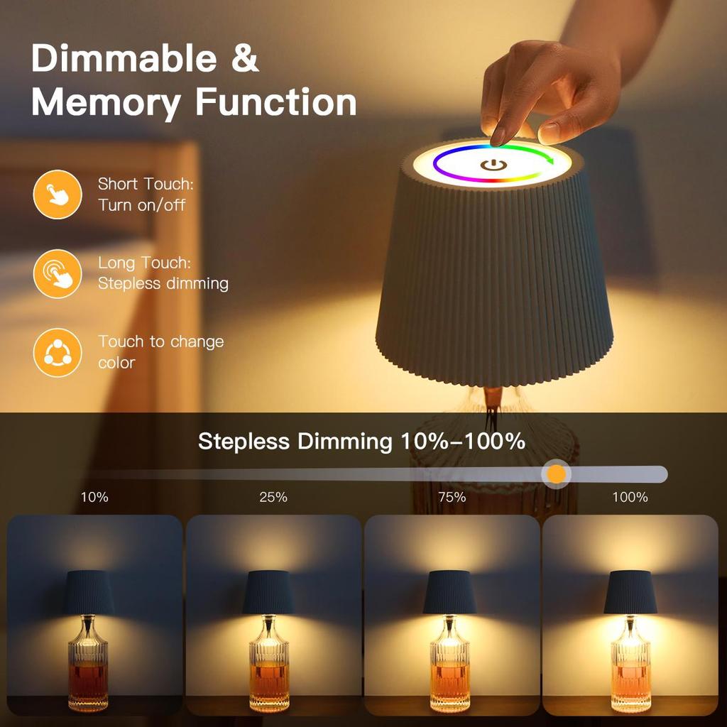 2-in-1 Tischlampe Kabellose Weinflaschenlampe Aufladen Touch-Steuerung Stimmungslicht Dimmbare LED-Tischlampe Bar Hotel Café Nachtlicht Umgebungsbeleuchtung