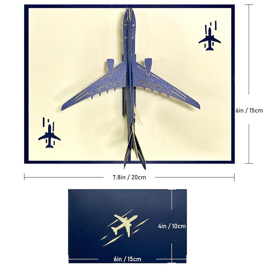 Surprise 3D Pop-Up Airplane Greeting Card Creative Birthday Graduation Travel Gift Aviation Enthusiasts Adventure Lovers JXB