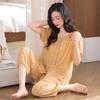 Woven cotton gauze pajamas women's summer pure cotton cropped pants autumn cotton large size summer thin loungewear