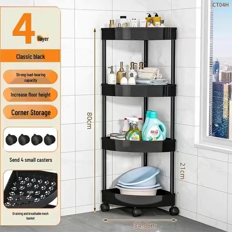 Triangular 4-Tier Bathtub Corner Storage Shelf