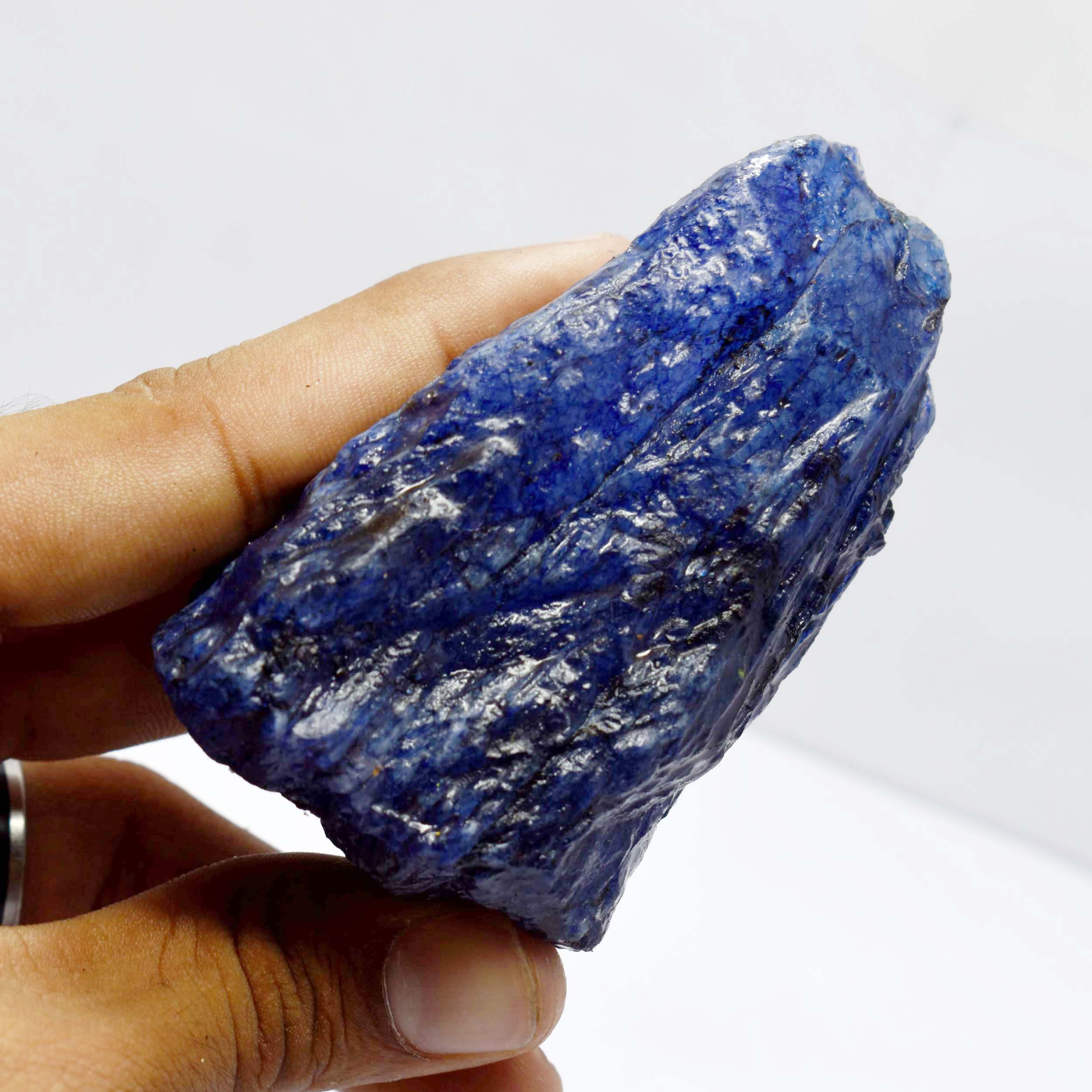 

Blue Sapphire Rough Uncut Huge Size 172.55 Ct CERTIFIED Natural Loose Gemstone 77 mm approx синій