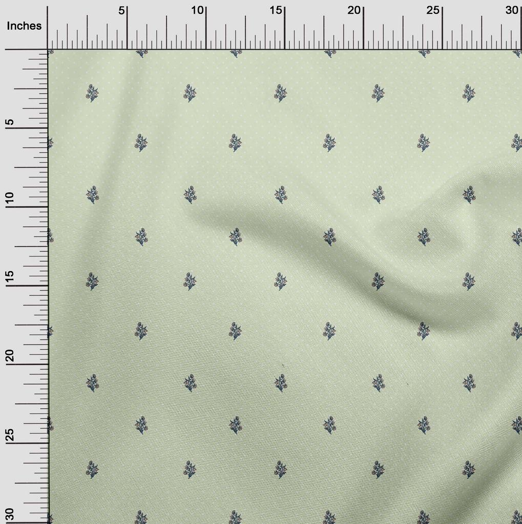 oneOone Cotton Flex Light Green Fabric Floral Fabric For Sewing Printed Craft Fabric By The Yard 40 Inch