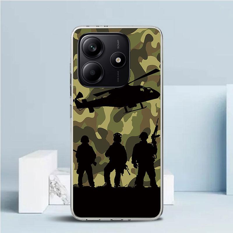 Camouflage Military Soft Cover for Xiaomi Redmi Note 15 14 13 12 Pro Plus Phone Case 14S 11S 11T 11E 10S 10 4G Pattern Shell Red