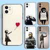 Street Art Banksy Graffiti Phone Case For Apple iPhone 15,14,13,12,11,XS,XR,X,8,7,Pro,Max,Plus,mini Silicone Black Cover