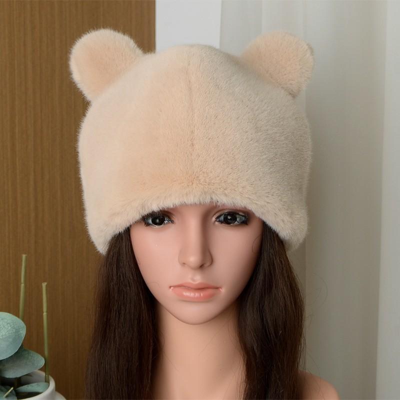 

Autumn and Winter Ladies Cute Caps Fashion Thickened Warm Outdoor Casual Versatile Anti Cold Ear Protection Hat бежевий