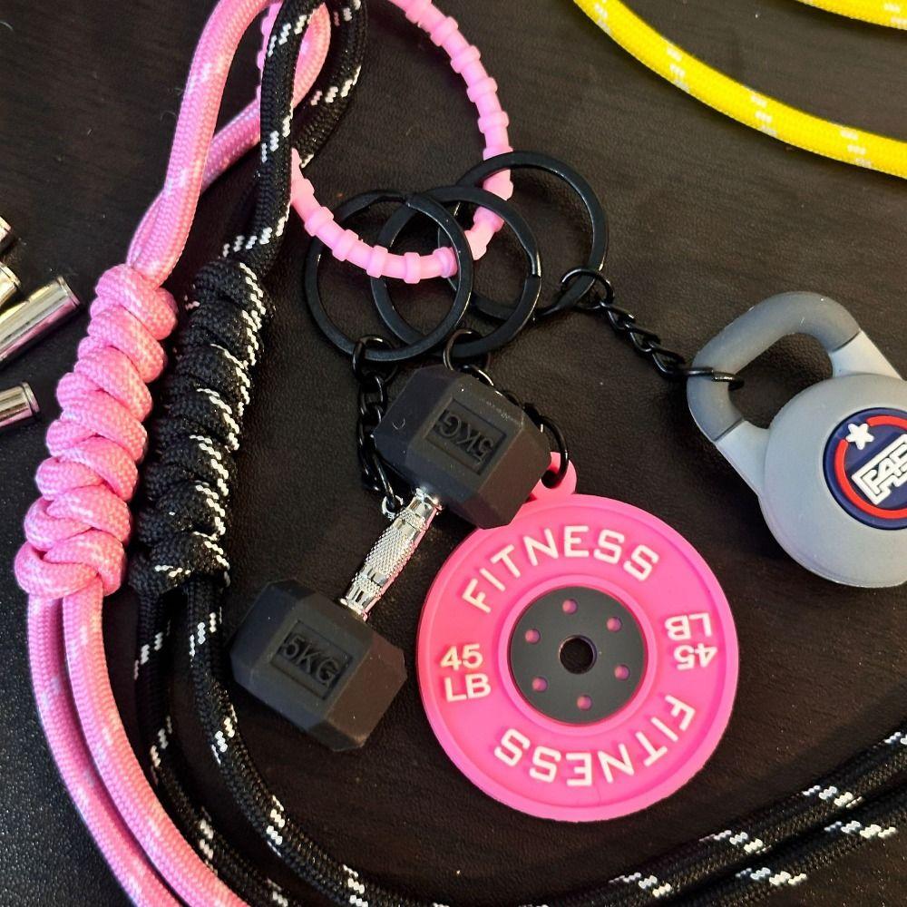Mini Barbell Plates Key Chain Colorful Simulation Dumbbells Keyring Fitness Series Pendant  Gifts