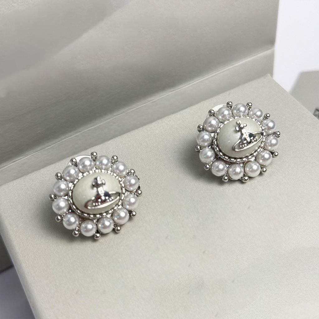 Kaiserinwitwe Cixi Sonnenblumen Magnetische Perlenkette & Französisches Retro Ohrring Set