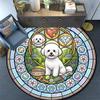 Boxer Dog Glass Round Area Rug Under Office Chairs Bedroom Living Room Home Decor