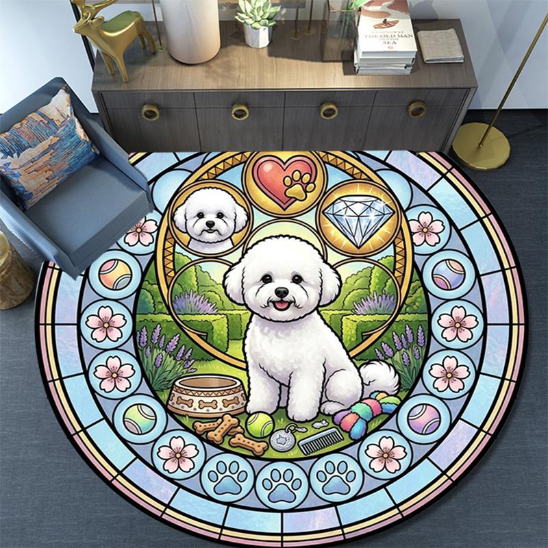 Boxer Dog Glass Round Area Rug Under Office Chairs Bedroom Living Room Home Decor