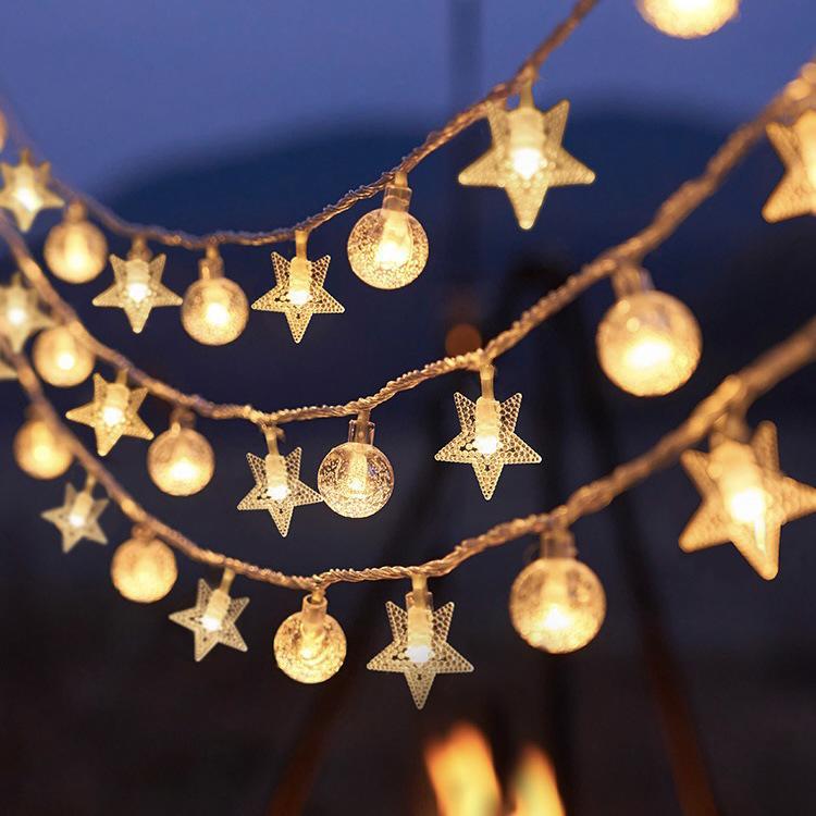 Outdoor LED White Ball String Lights for Camping, Awning, and Birthday Decorations