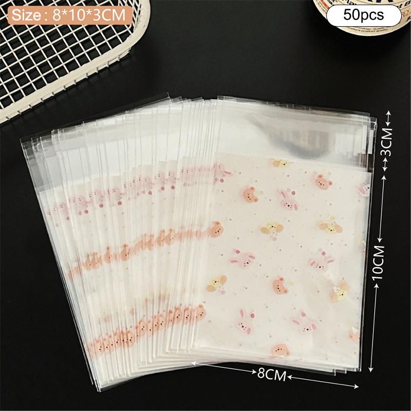 50 ks Roztomilé kreslené uzavíratelné sáčky Samolepící kreativní sáčky na cukroví Malé sáčky na sladkosti Sáčky na svačinu Dárkové balení sáček