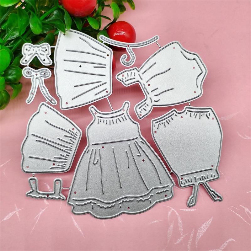 Three Cute Little Dresses with Artistic Prints Scrapbooking Metal Cutting Dies Stencils for DIY Album Paper Card Decor