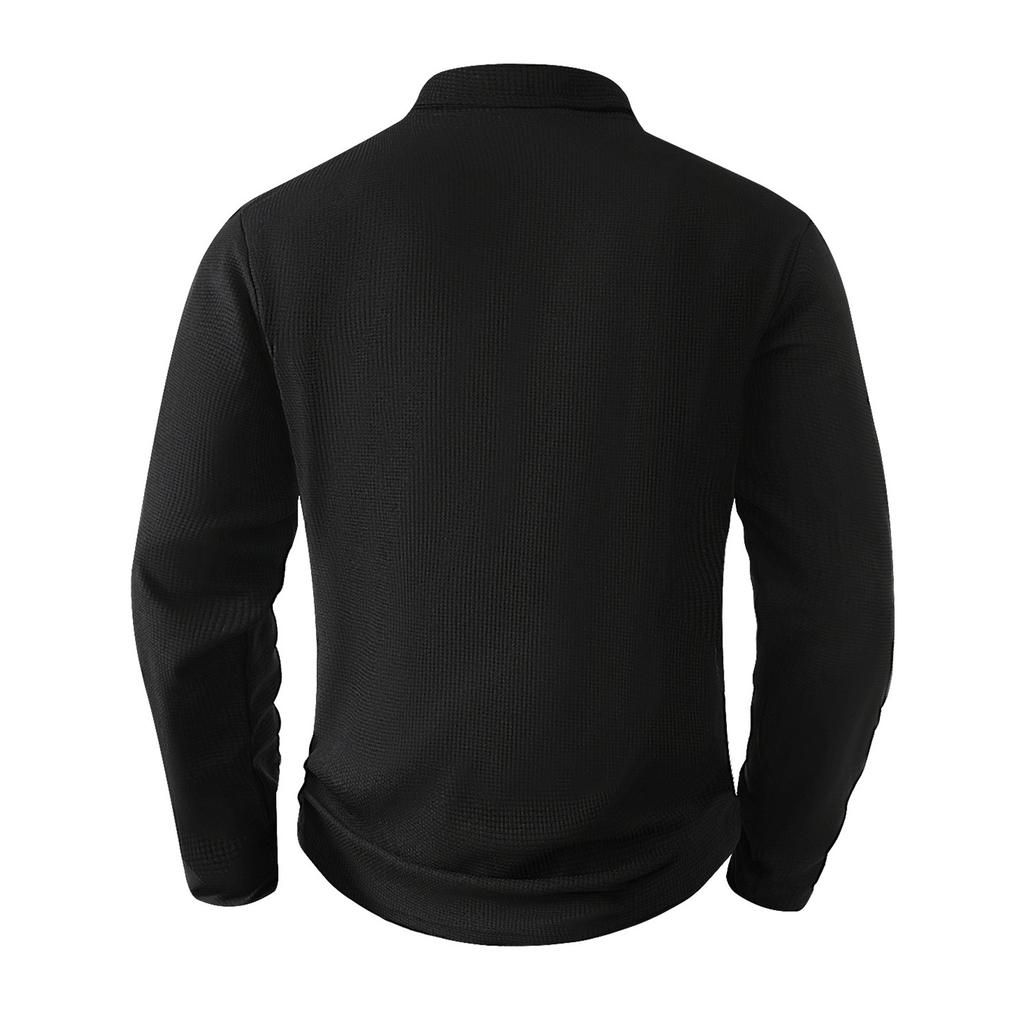 Men's Color Blocked 1/4 Zip Stand Collar Casual Sports Long Sleeved Top