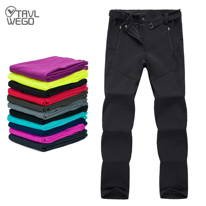 TRVLWEGO Pants Hiking Skiing Thermal Softshell Snowboard Camping Skating Waterproof Fleece for Women Outdoor Trekking Trousers