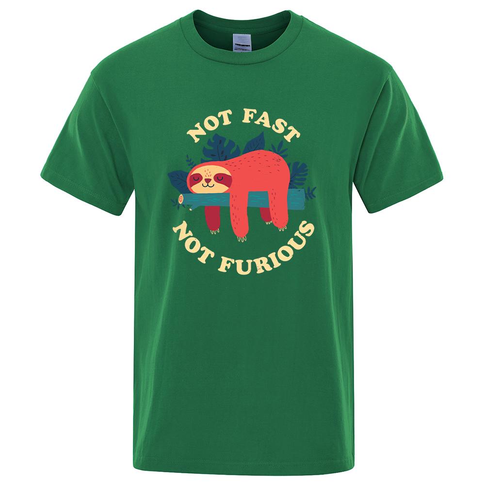 Not Fast Not Furious Cartoons Printing Men Tee Shirts Breathable Brand Tops Street Fashion T-shirt Mens Casual Summer T Shirts